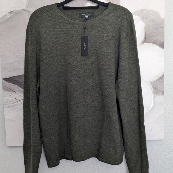 Rag & Bone Collin Wool Crewneck Army Green Sweater Size XX - Large Nwt ❤️ - Picture 1 of 11